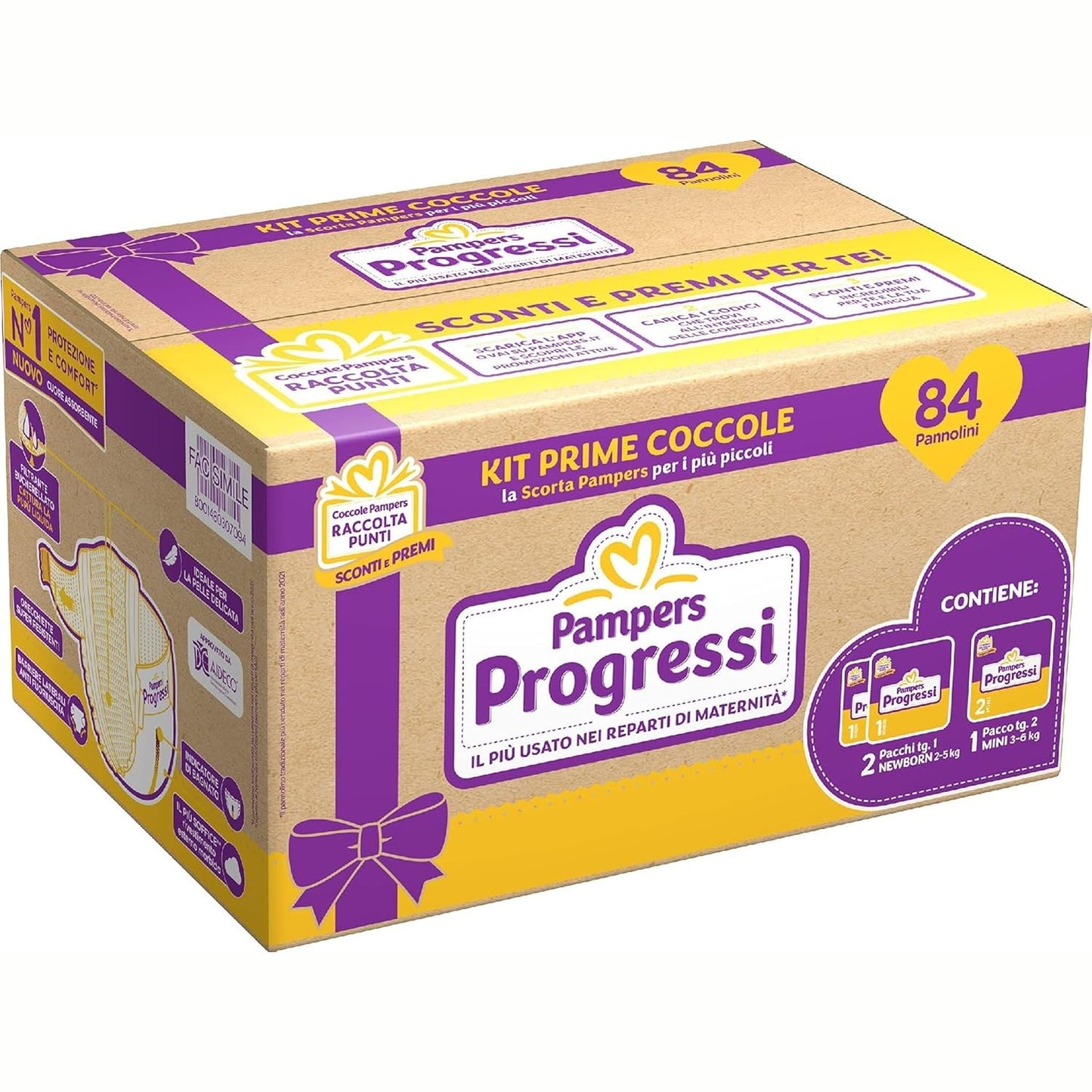 275180 - PAMPERS Pampers Progressi Madhësia 1 dhe 2, Ditët e Para, të Buta dhe të Ajrosura, me Tregues Lagështie, 84 Pelena për të Porsalindurit, mbrojtje delikate për të porsalindurit