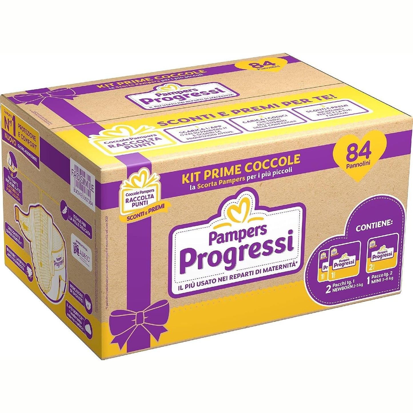 293337 - PAMPERS Progressi Ditët e Para, 84 pelena, Dy pako Madhësia 1 (2-5 kg) dhe Një pako Madhësia 2 (3-6 kg)