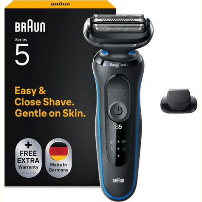 335806 - BRAUN Makinë prerëse mjekre për meshkuj Series 5, elektrike, rikarikueshme, Easyclick, Easyclean, pa tel, 51-B1200s Blu