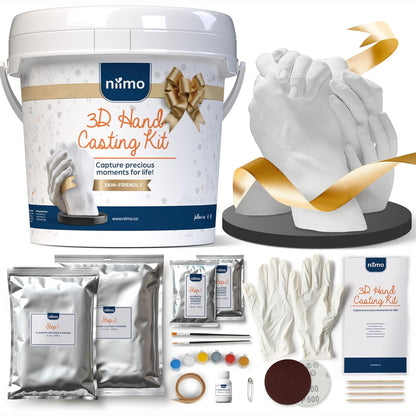 251321 - Niimo® 3D Kit për Gjurmë Duarsh për Çifte - Edicioni i Dhuratave, Ngjyra Akrilike, Kartë Dhurate, Dhurata të Personalizuara
