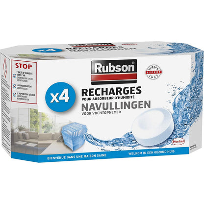 314219 - RUBSON Tab Basic, Mbushje për Tharësin e Lagështisë së Ajrit, Neutral, Pako me 4 copë
