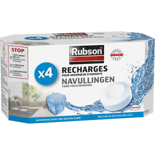 314219 - RUBSON Tab Basic, Mbushje për Tharësin e Lagështisë së Ajrit, Neutral, Pako me 4 copë