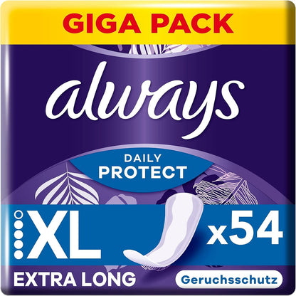 304029 - always - Mbrojtëse për të mbathura Daily Protect Extra Long me aromë të lehtë (54 copë)