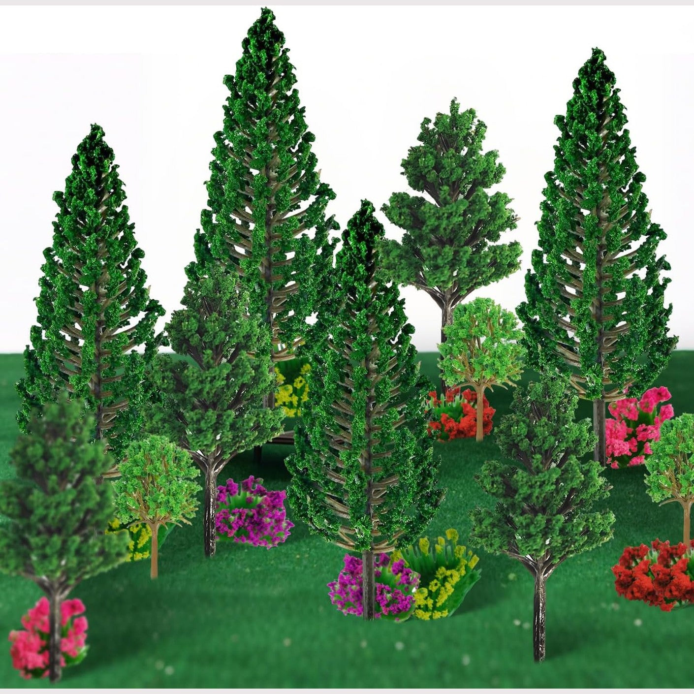 216440 - ZDHSUFNVW 39 copë pemë model ndërtimi 1.5-13cm dhe lule livadhi pemë miniaturë diorama pajisje ndërtimi model për peizazh kopshti miniaturë DIY pyll i përzier matës n hekurudhë model