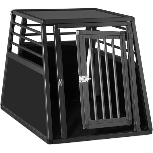 167285 - RELAXDAYS Kafaz Alumini për Qen, për Transport dhe Bagazh, me Anë të Pjerrëta, Madhësia HBD 68 x 65.5 x 92.5 cm, Ngjyra e Zi