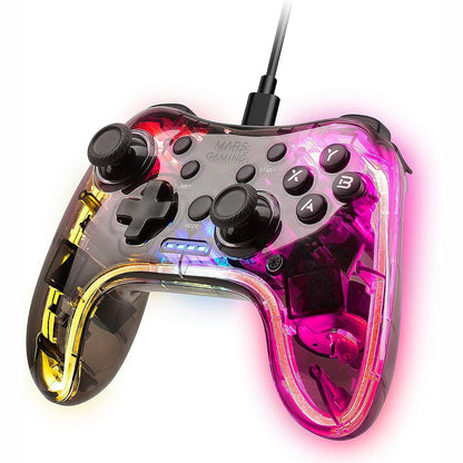 273819 - MARS GAMING - MGPC Gamepad Profesional Neon RGB - Dridhje Haptike e Dyfishtë, Levë Analoge - Për PC, PS3, Mac, Switch, Switch 2, Raspberry Pi, Android