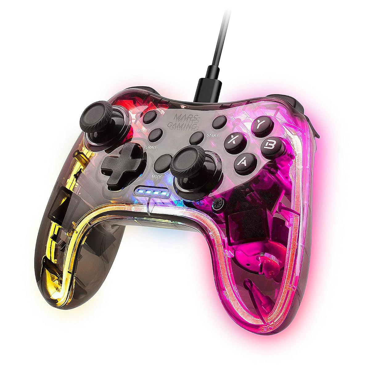 295289 - MARS GAMING Gamepad Profesional MGP-C, Neon RGB, Dridhje Haptike, Kontrollues për PC, PS3, Mac, Switch