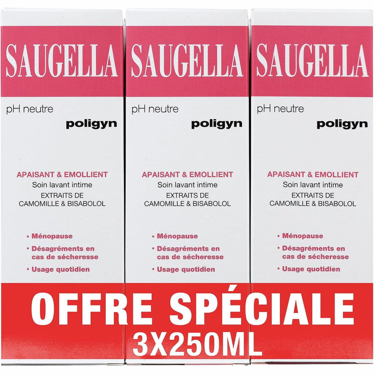 321510 - SAUGELLA Poligyn - Larës Intim - Menopauza, Pako me 3 x 250ml