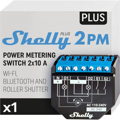 322399 - Shelly Plus 2PM Ndërprerës inteligjent me rele 2 kanalesh Wi-Fi, Automatizim në shtëpi, Aksesori Google Home Alexa, Aplikacioni iOS dhe Android