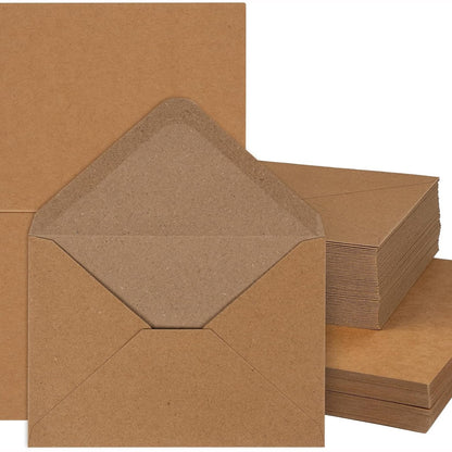 267038 - MOCRAFT Zarfa Letre Kraft, 60 copë, C6, 150 g/m², për Dasma, Dhurata, Kartolina Urimi, Ftesa (Ngjyrë Kafe)