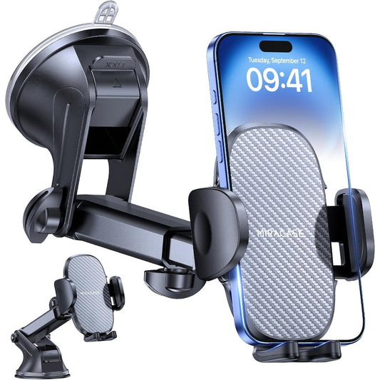 189882 - MIRACASE Mbajtëse Telefoni për Makinë me Gopë Thithëse të Përmirësuar, Rrotulluese 360°, Për iPhone, Galaxy dhe të Gjitha Telefonat e Lehtë