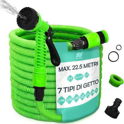 314101 - KOHË ZBRITJESH Tub uji për kopsht 22.5 metra, Pompë uji e lehtë dhe e qëndrueshme, Tub kopshti i zgjerueshëm me pistoletë ujitjeje 7 mënyra spërkatjeje