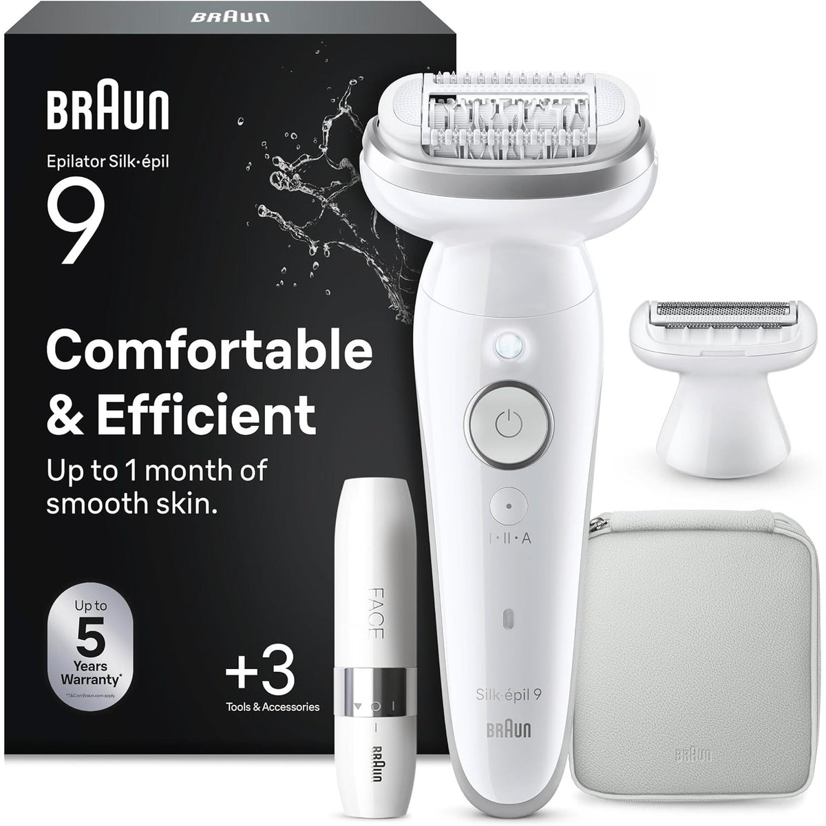 301576 - BRAUN Epilator elektrik Silk-épil 9, me kokë fleksibile për depilim të lehtë, lëkurë të lagësht dhe të thatë