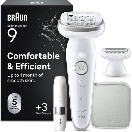301576 - BRAUN Epilator elektrik Silk-épil 9, me kokë fleksibile për depilim të lehtë, lëkurë të lagësht dhe të thatë