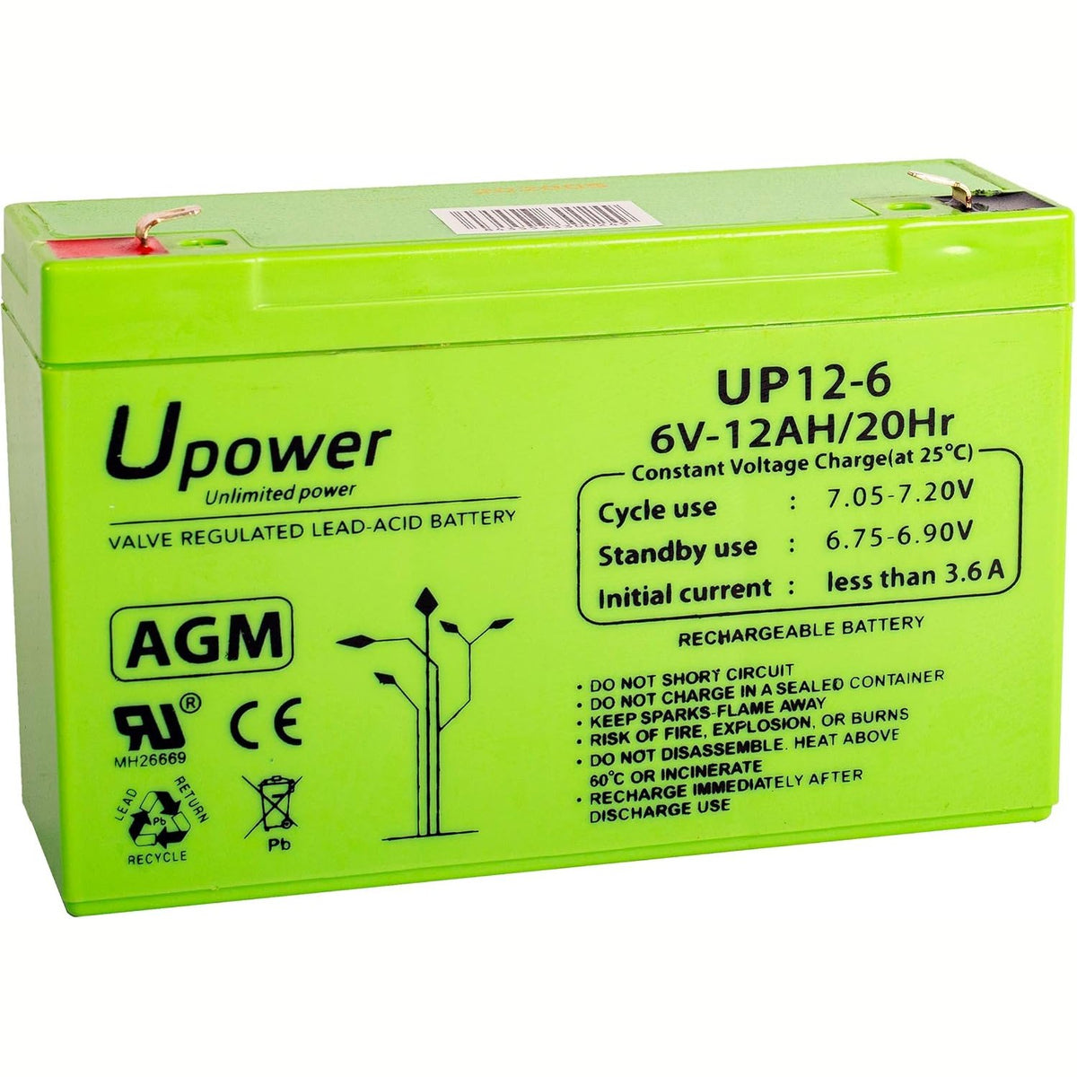 296187 - Bateri Plomb AGM 6V 12Ah