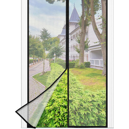 289073 - Rrjetë e RE Magnetike Kundër Mizave për Dyert e Ballkonit, 90 x 210 cm, Magnetë më të Fortë, Shirit Velcro 3.8 cm i Gjerë, Nuk Kërkohet Shpim, Mbrojtje nga Insektet për Dyert e Ballkonit, E Zezë