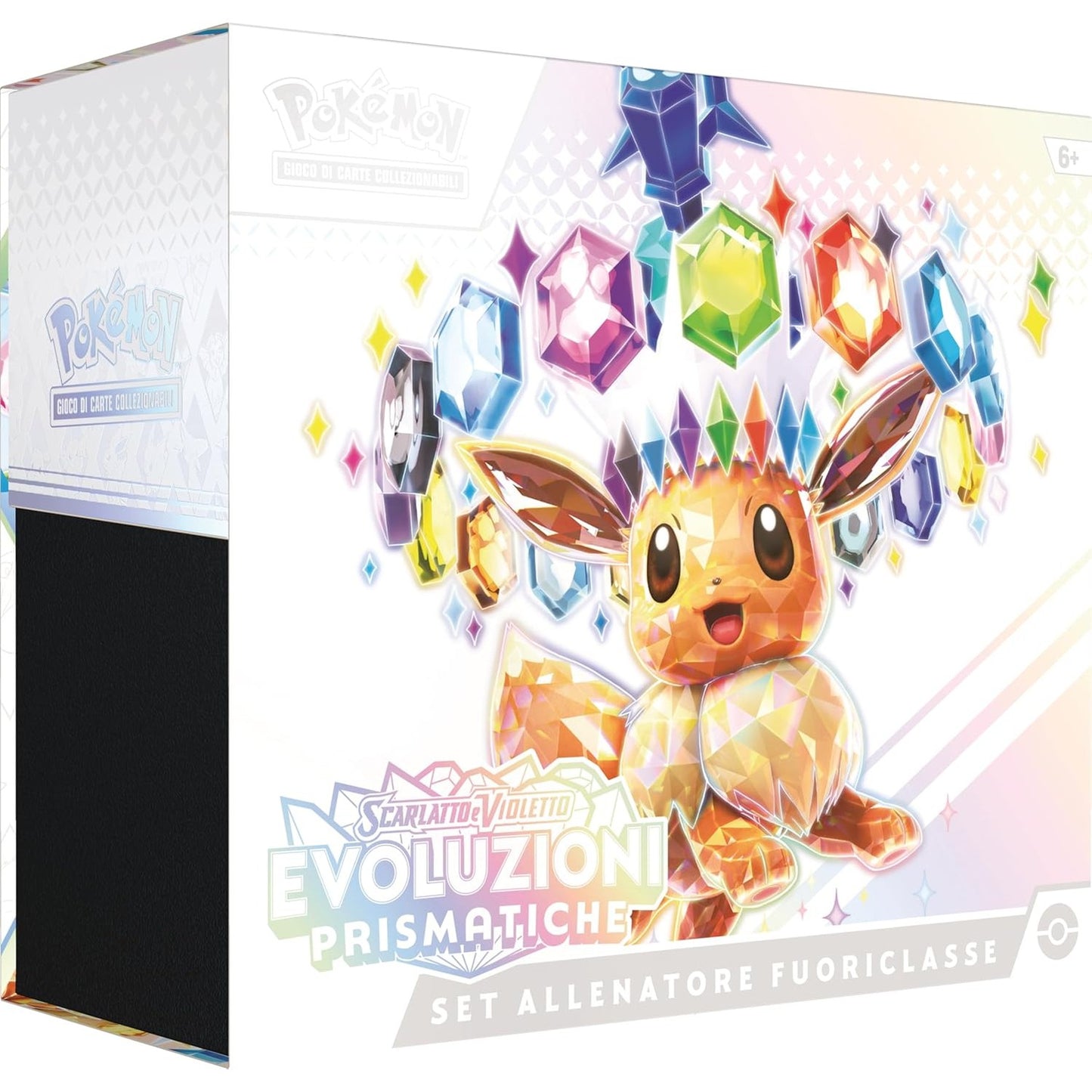 58383 - Pokémon TCG: KUTI E TRAJNERIT ELIT - Evolucione Prizmatike nga bordoja e kuqe dhe e vjollcë (1 kartë promocionale me art të plotë, 9 paketa përforcuese dhe aksesorë premium), në gjuhën italiane
