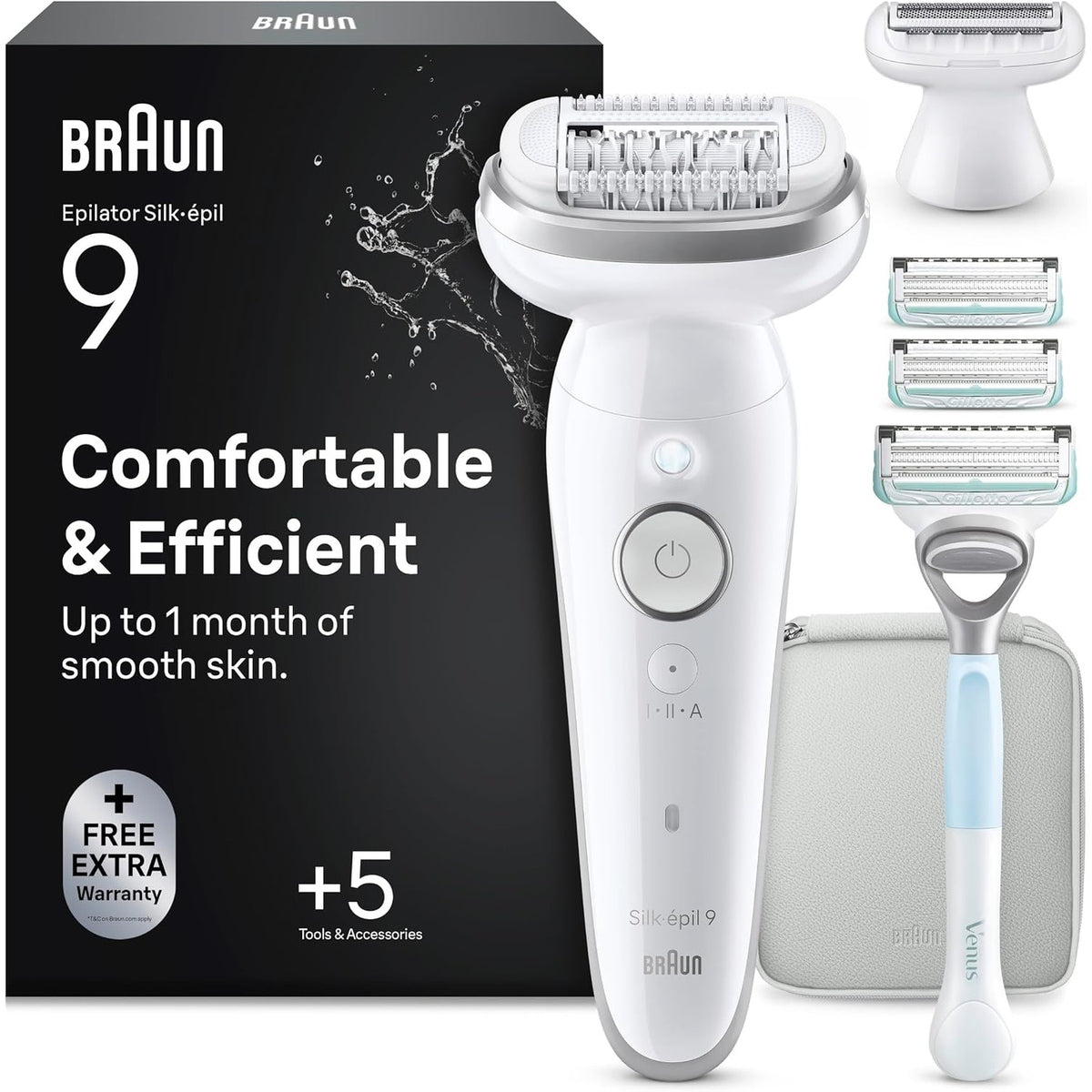 311011 - BRAUN Depilator elektrik Silk-Épil 9 për femra, 9-130 i bardhë, 13 watt, 2.5 cm