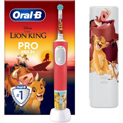 275197 - ORAL-B Furçë dhëmbësh elektrike Pro Kids Lion King për fëmijë, e bardhë/e kuqe, me 1 kokë furçe, përfshirë çantën e udhëtimit