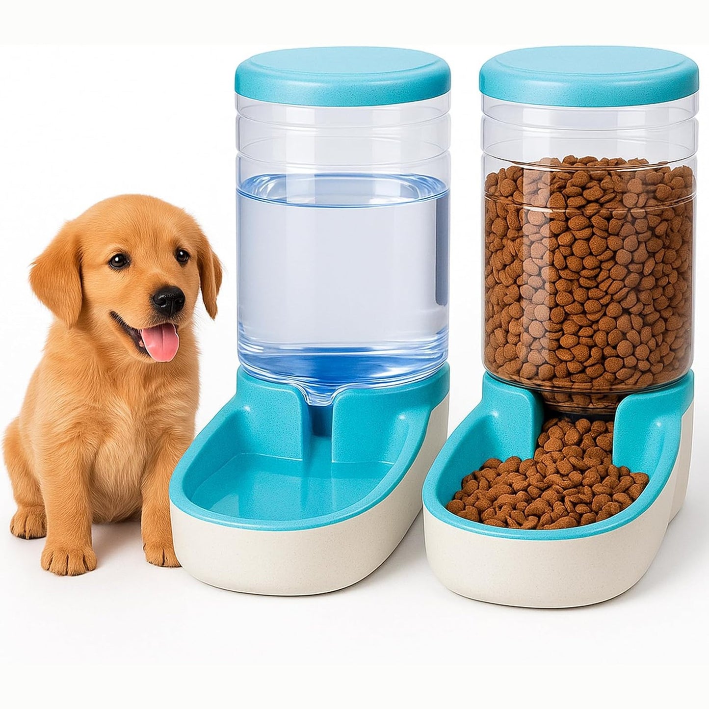 208921 - EDIPETS Dispensues Automatik Ushqimi për Mace dhe Qen, 2 Njësi, Kapaciteti 3.8 L, Tas Ushqimi dhe Uji për Kafshë Shtëpiake, Ngjyra Blu