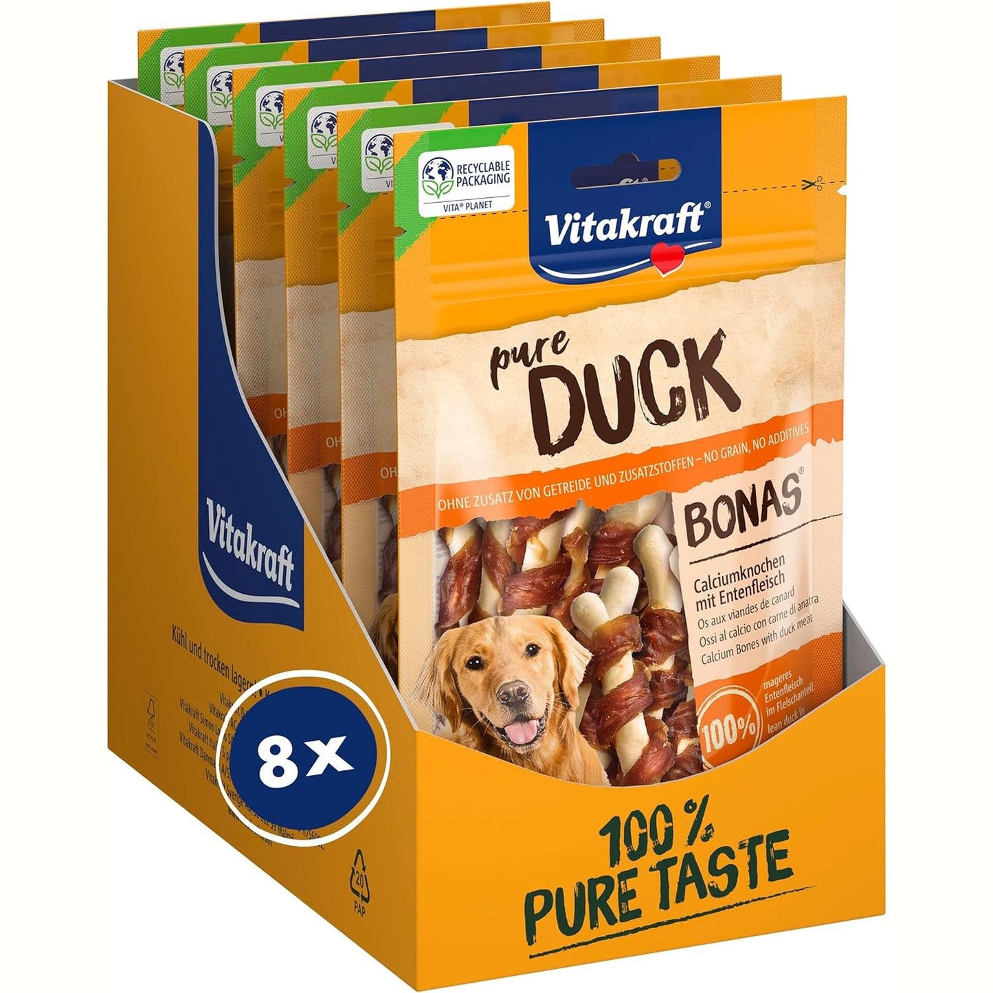 214991 - VITAKRAFT Ushqime për qen, kocka kalciumi me mish rose, pa sheqer të shtuar (8 x 80g)