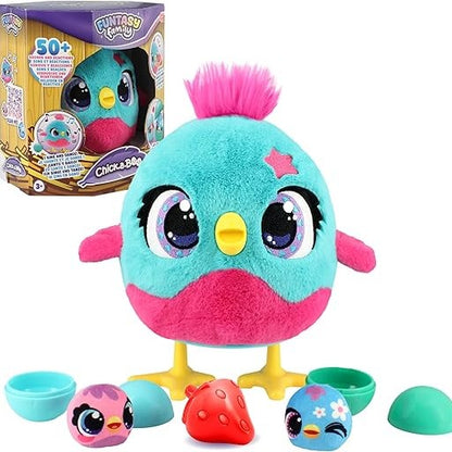 141525 - Chick a Boo – lodër elektronike pulë për fëmijë, kafshë pelushi interaktive e lezetshme, me mbi 50 tinguj dhe reagime, mund ta ushqesh, këndon, kërcen dhe lëshon vezë, dhuratë për fëmijë 3+ vjeç.