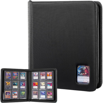 184777 - PROCASE Dosje Toploader për 324 Karta TCG/Sportive/Pokémon/MTG/Lorcana, Madhësia 8.5 x 11 cm, Organizues Koleksionesh me Ngarkues nga Sipër me Dritare Shfaqjeje, Ngjyra E Zezë