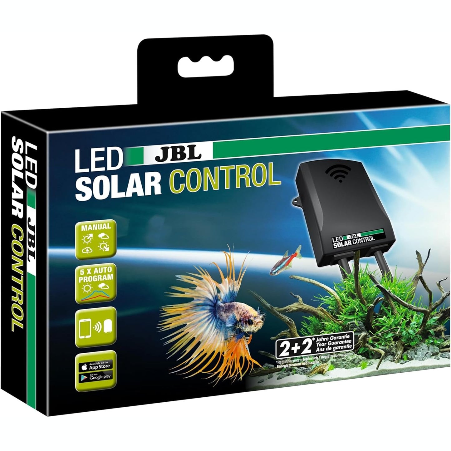 231023 - JBL LED SOLAR CONTROL 6191800, njësi kontrolli për dritat solare LED JBL, e kontrollueshme nëpërmjet aplikacionit falas, 5 programe