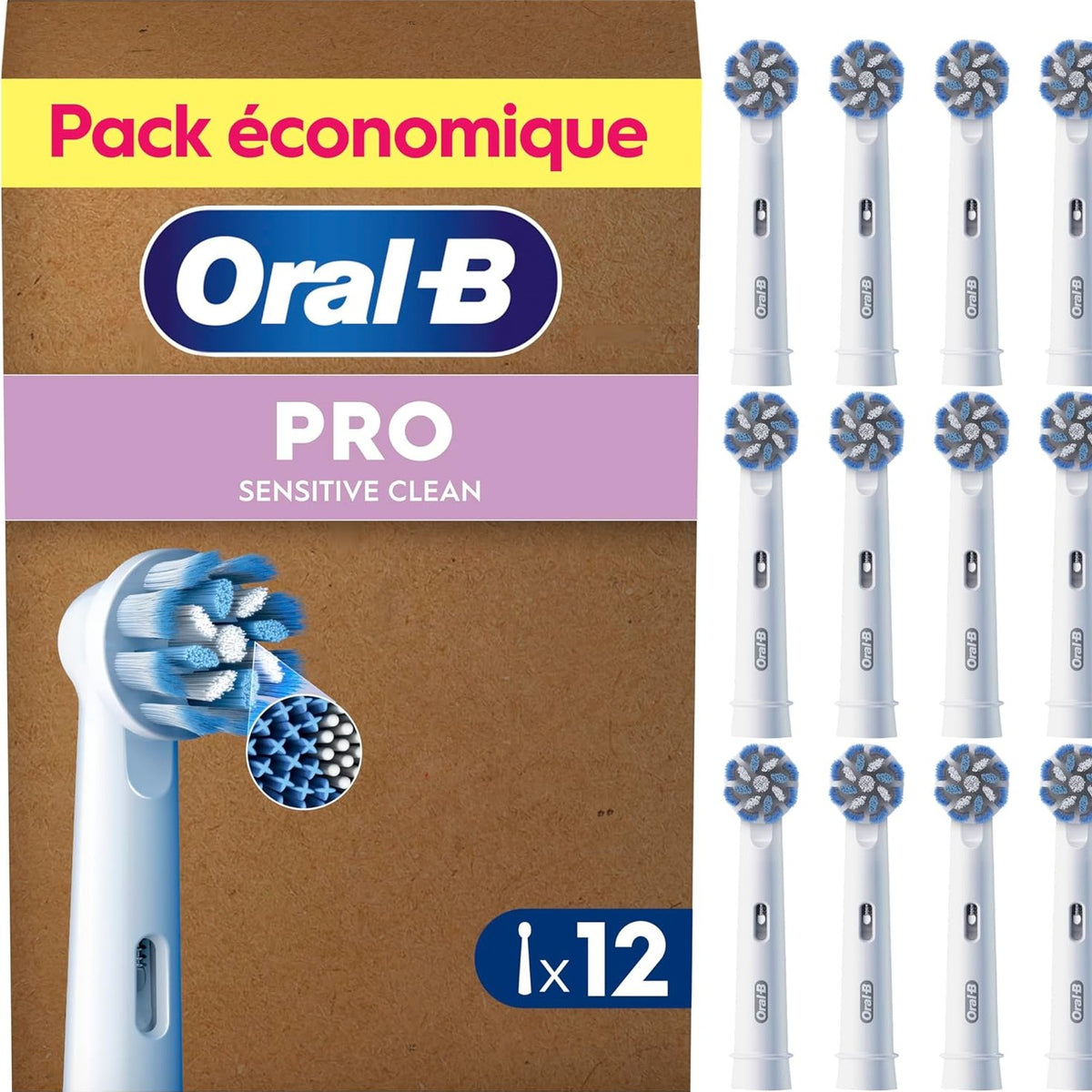 316294 - ORAL-B Koka Furçash Zëvendësuese Pro Sensitive Clean, 12 copë, për furçat elektrike të dhëmbëve Oral-B Pro, të bardha