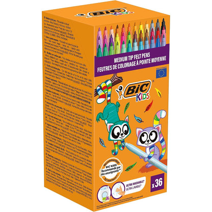 277160 - BIC Kids Couleur Stilolapsa me majë të mesme, Ngjyra të ndryshme, pako me 36 copë