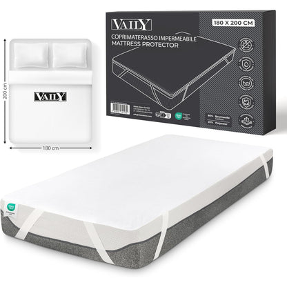 202444 - VAILY Mbrojtëse Dysheku 180x200cm, E Çertifikuar OEKO-TEX, E Papërshkueshme nga Uji, e Larëshme, Mbrojtëse nga Lagështia Që Merr Frymë