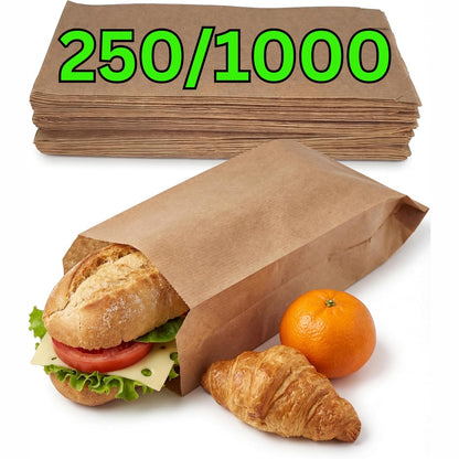 223808 - LOXATO Qese letre, 250 copë, për bukë, qese furre buke, qese letre kraft për role, qese letre për mëngjes, qese sanduiçi, ngjyrë kafe, 12x5x27cm