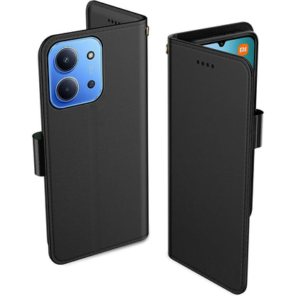 300163 - AIZIKI Mbrojtëse për Xiaomi Redmi 15C 4G/5G/Xiaomi Poco C85, Mbrojtëse prej lëkure PU premium, Qese Portofol, Mbyllje Magnetike, Mbulesë me Kthesë - E Zezë