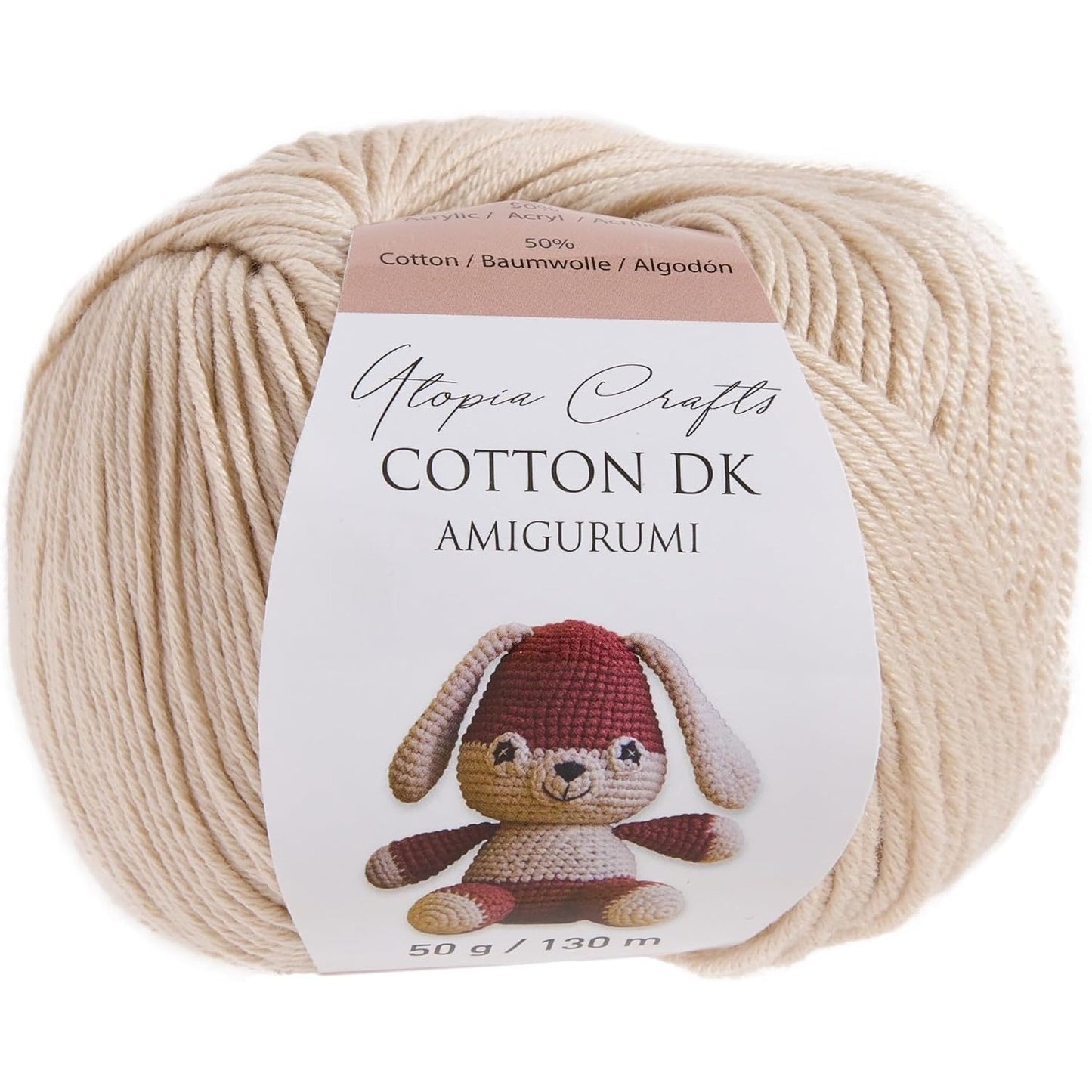 269449 - Amigurumi DK Utopia Crafts Fije pambuku për thurje 50g, 50% pambuk, 50% akrilik, Bezhë