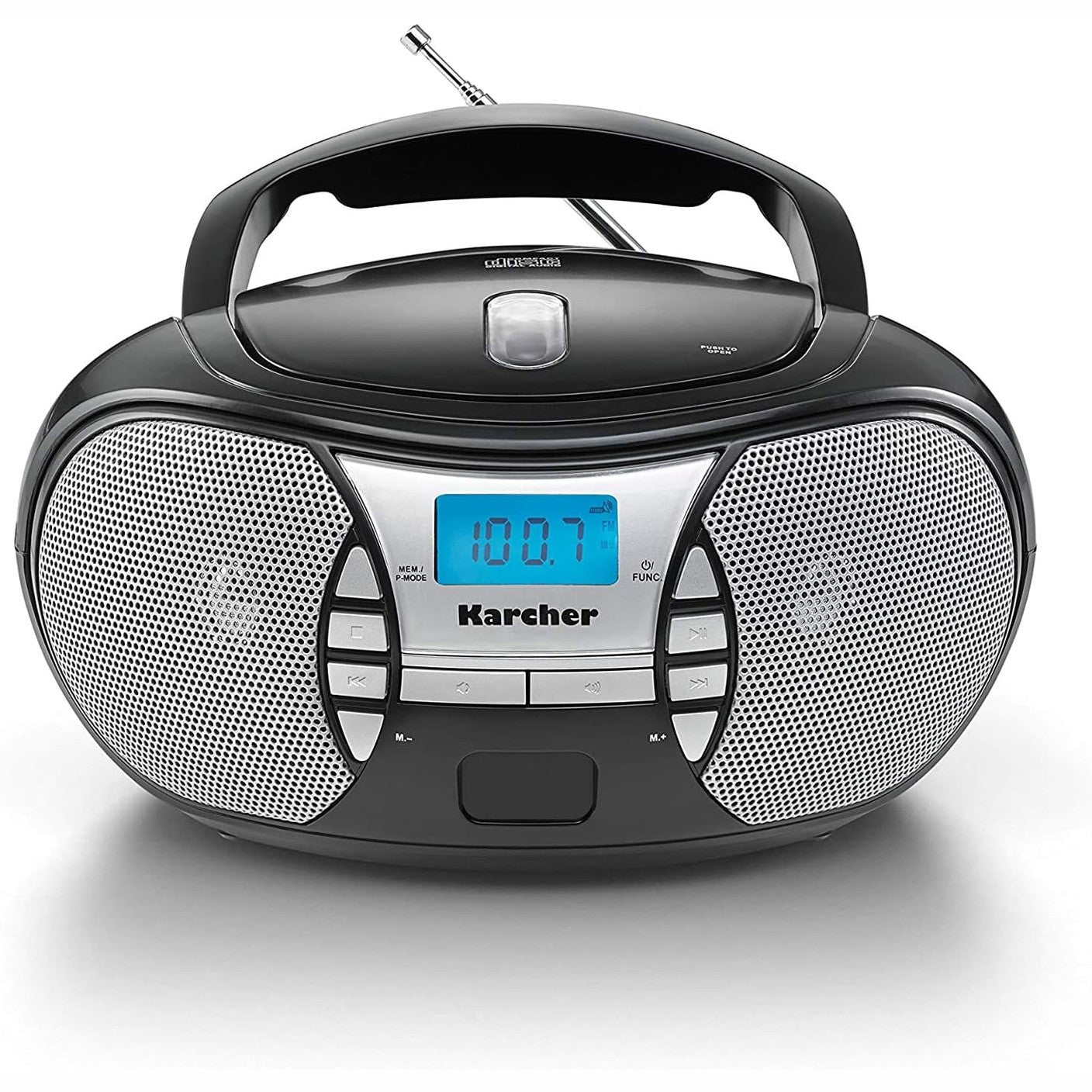 268219 - KARCHER Radio portative RR 5025-B, CD player, radio FM, AUX, funksionim nga rrjeti elektrik dhe bateria, e zezë