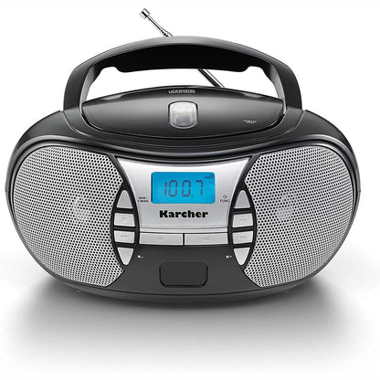 268219 - KARCHER Radio portative RR 5025-B, CD player, radio FM, AUX, funksionim nga rrjeti elektrik dhe bateria, e zezë