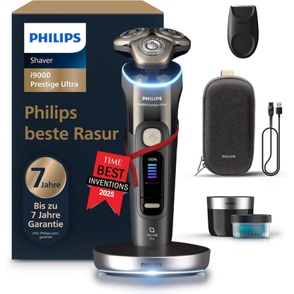 289393 - PHILIPS i9000 Prestige Ultra Makinë Rroje Elektrike, e Zezë, Sensor Presioni, Aksesor për Flokë, 200g