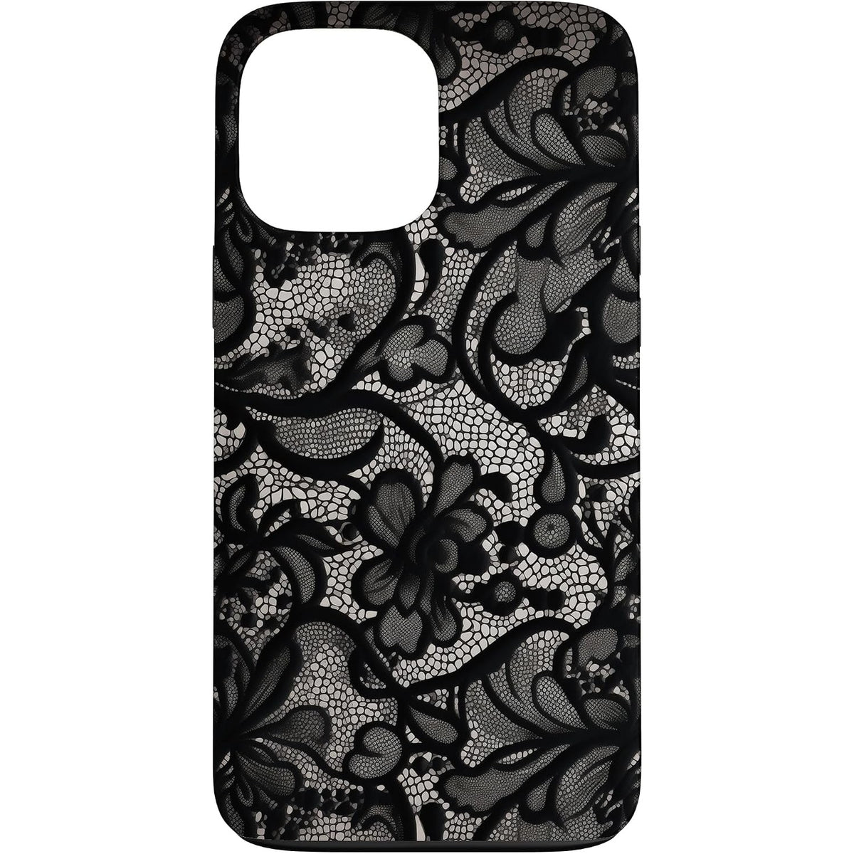 296080 - MBËSHTJELLËSE E ZEZË KLASIKE ME MODEL DANTELLE PËR IPHONE 13 PRO MAX