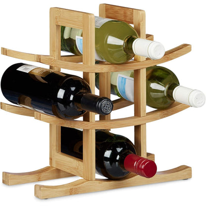 253337 - RELAXDAYS - Raft vere prej bambuje, për 9 shishe standarde, HWD: 30 x 30 x 14.5 cm, natyral