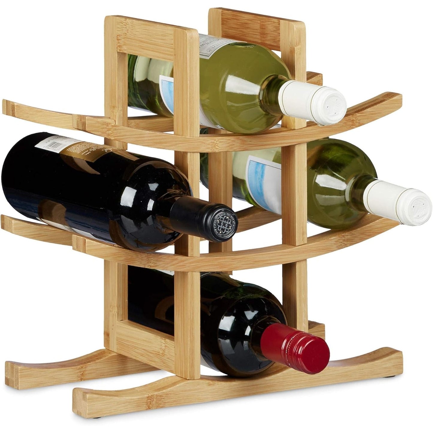 224366 - RELAXDAYS Raft vere prej bambuje, për 9 shishe standarde, 14.5 x 30 x 30 cm, natyral