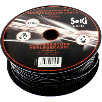 305293 - Kabllo altoparlanti 2 x 0.75 mm² e zezë 100 m me bobinë, Kabllo instalimi AC PA