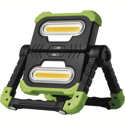 221377 - EMOS Dritë pune LED e palosshme - Dritë pune rezistente ndaj goditjeve - Maks. 2000lm, Maks. 70m - 5 Modalitete drite - 14.5 Orë - Kabllo USB - Për kantiere ndërtimi, punishte, kamping - E zezë/Jeshile.