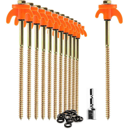 289051 - com-four® Kunja për Tenda, 12 copë, çelik i fortë, 20.5 cm të gjata, për kamping dhe përdorim në natyrë