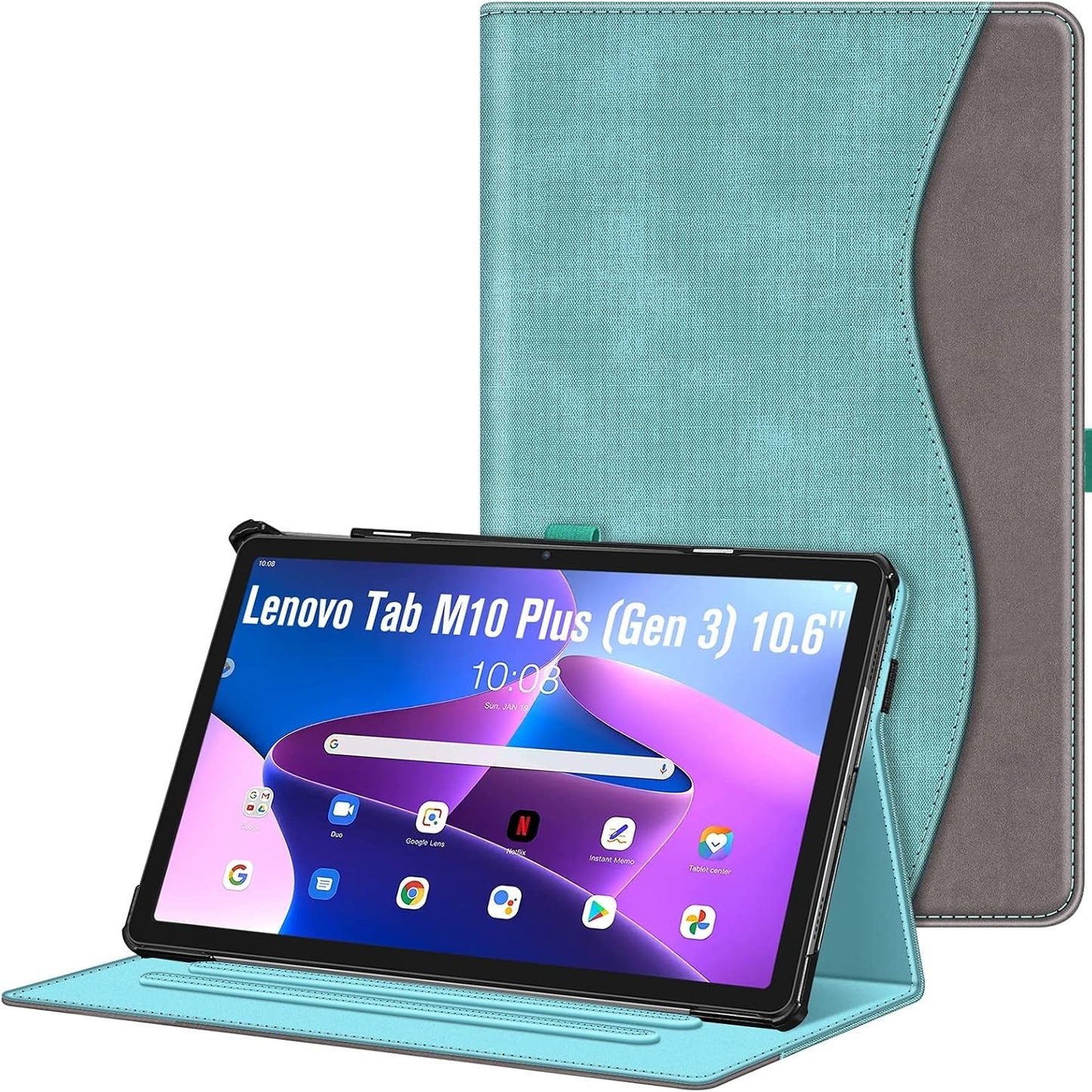 269656 - MBROJTËSE FINTIE për tabletin Lenovo Tab M10 Plus 10.6" TB125/TB128 2022, me Shikim të Shumëkëndshëm, Ngjyrë Turkuaz