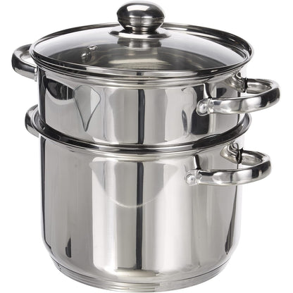 250590 - KAMBERG Kuskus 3-në-1 Tenxhere / Avullore / Tavë, diametër 22cm, kapacitet 6 litra, çelik inox me cilësi të lartë, kapak qelqi, i përshtatshëm për të gjitha sobat, përfshirë induksionin, 0008070