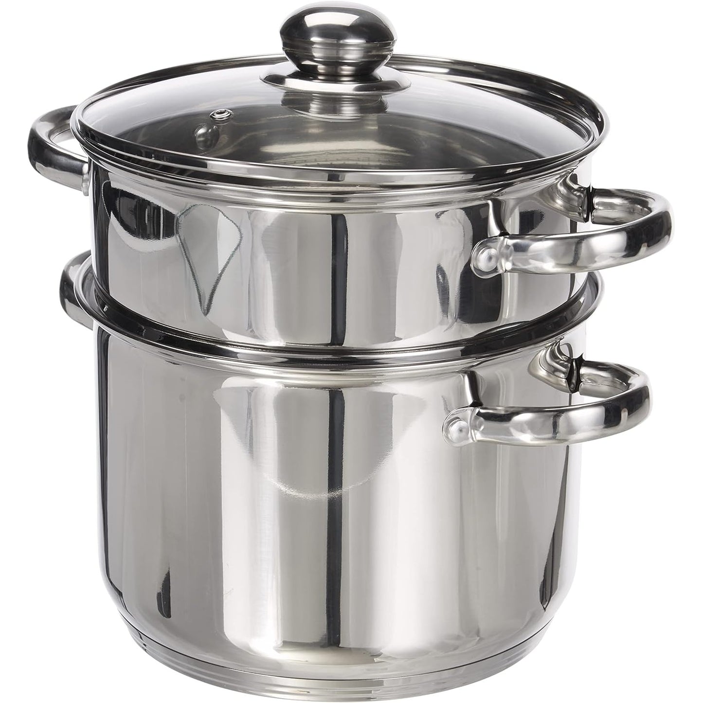 250647 - KAMBERG - Kuskus 3-në-1 Tenxhere / Avullore / Tavë, Diametër 22cm, Kapacitet 6 litra, Çelik inox me cilësi të lartë, Kapak qelqi, I përshtatshëm për të gjitha sobat, përfshirë induksionin