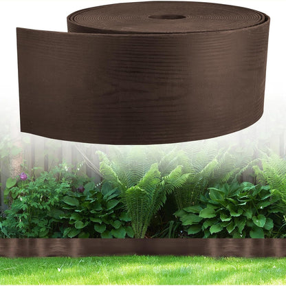 313736 - GARDENIX Bordurë lëndine fleksibël me pamje druri - Plastik - Gjatësia: 10 m - Lartësia: 8 cm - Kafe