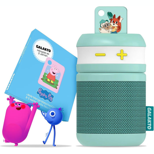 276299 - GALAKTO Pajisje për dëgjimin e muzikës dhe audiolibrave për fëmijë, përfshin 2 tokena 'Peppa Pig' / 'Fox & Sheep', funksionim pa internet, jetëgjatësi e gjatë e baterisë