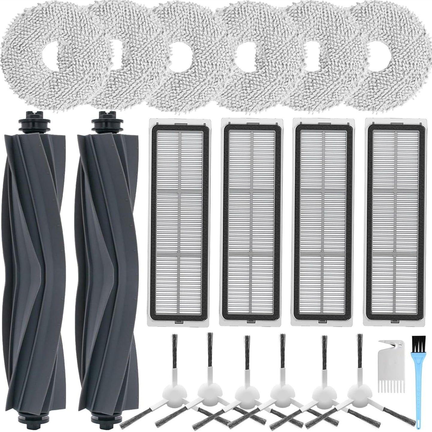 222077 - AiLomey Aksesorë për Dreame L10s Ultra/ L10s Pro/ L10 Ultra/ L10s Pro Gen2, pjesë këmbimi për Xiaomi X20+/ X10 Plus, 2 furça kryesore, 4 filtra HEPA, 6 lecka pastrimi, 6 furça anësore