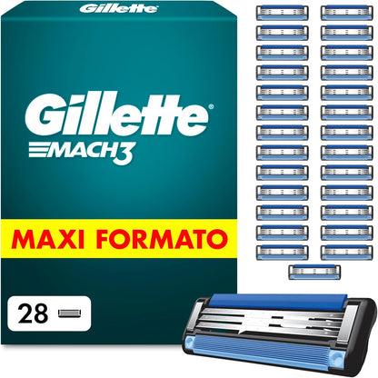 301815 - GILLETTE Brisqe rroje Mach 3 për Burra, 28 Brisqe Origjinale, Blu